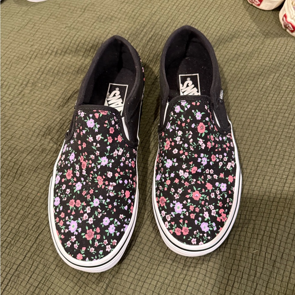 Vans Floral Slip-On Shoes - Black